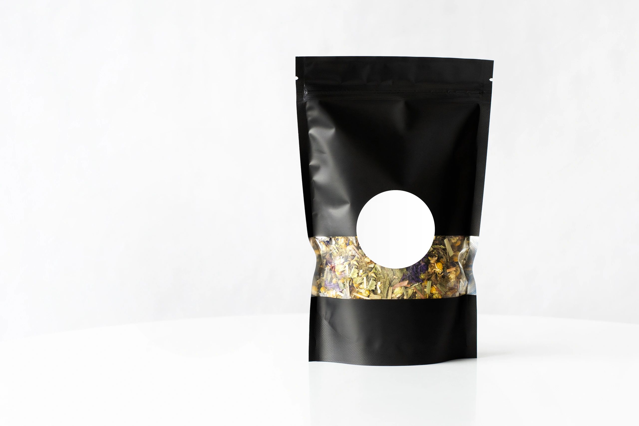Premium zip package mockup with blank label